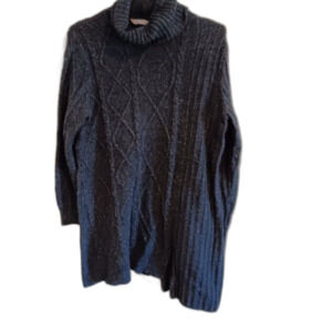 Soft Surroundings Gray Pleated Turtleneck Sweater Dress Women's Size M